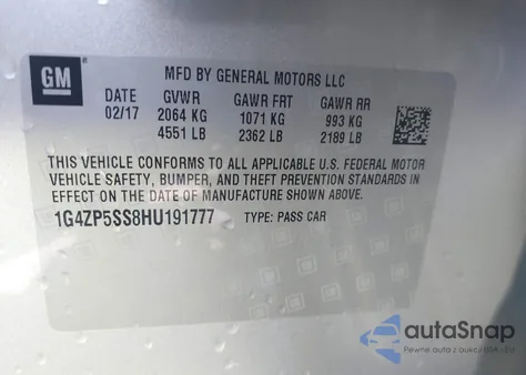 2017 Buick Lacrosse Essence from USA, damaged, VIN 1G4ZP5SS8HU191777